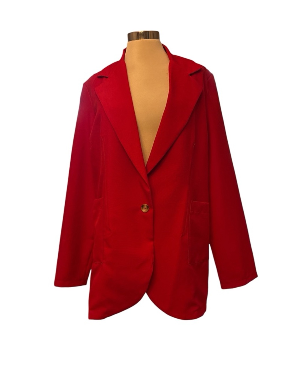 PrettyLittleThing Red Oversized Single-Button Blazer pockets Size 10 NWT